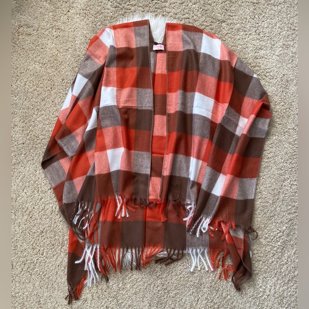 {Pink Lily} Women’s Plaid Poncho - NWT - Picture 4 of 6